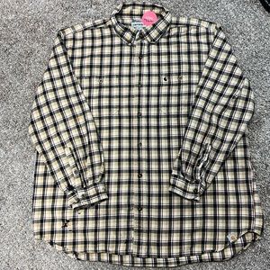 Carhartt shirt mens 2XL brown long sleeve button down‎ flannel workwear outdoors